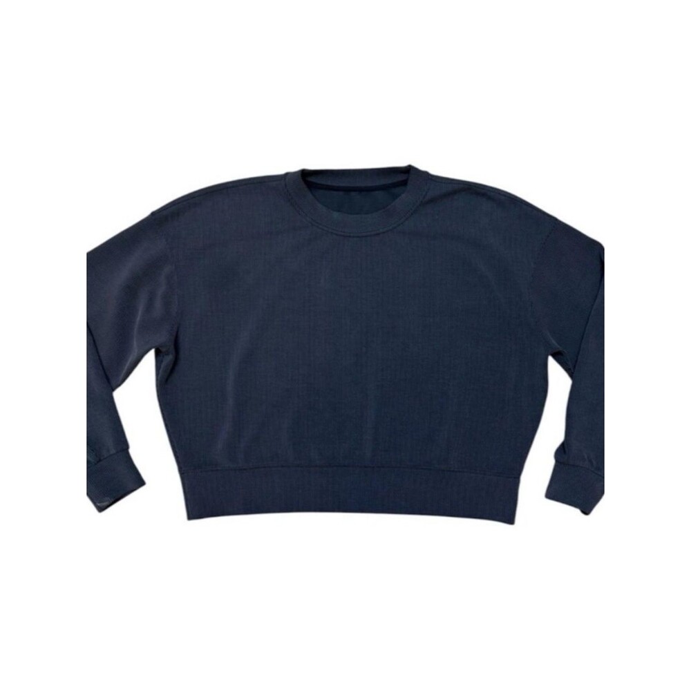 Lululemon Softstreme Cropped Crew Oversized Washed Black Charcoal M/L - Picture 5 of 7